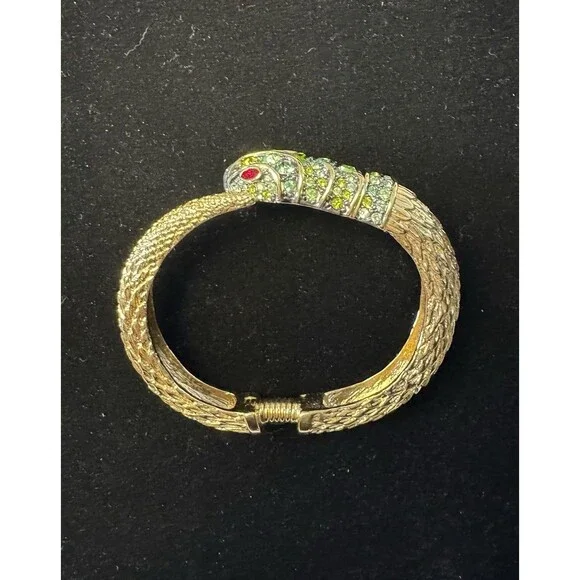 KJL Kenneth Jay Lane Jeweled Snake Serpent Bracelet SET Box Papers 1990s Vintage - Picture 5 of 16